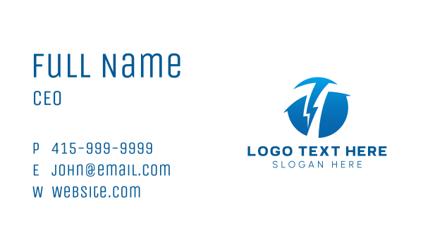 Blue Thunderbolt LetterT Business Card Design Image Preview