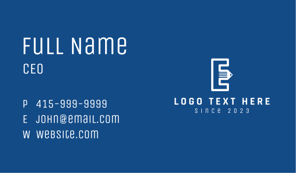 Pencil Letter E  Business Card Design Image Preview