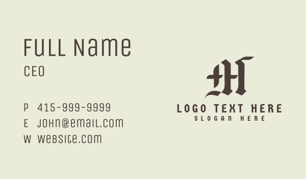 Gothic Typography Letter M Business Card Design Image Preview