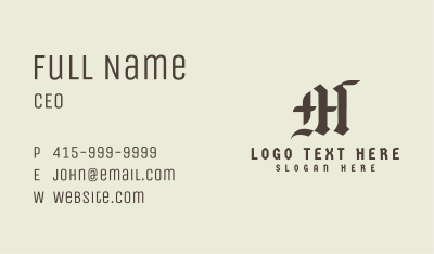 Gothic Typography Letter M Business Card Image Preview