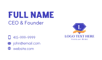 Purple Diamond & Ribbon Lettermark Business Card Image Preview