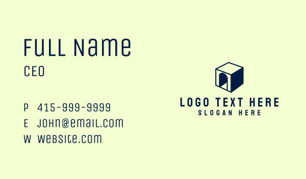Blue Cube Home  Business Card Design Image Preview