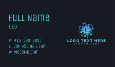 Blue Tech Letter  Business Card