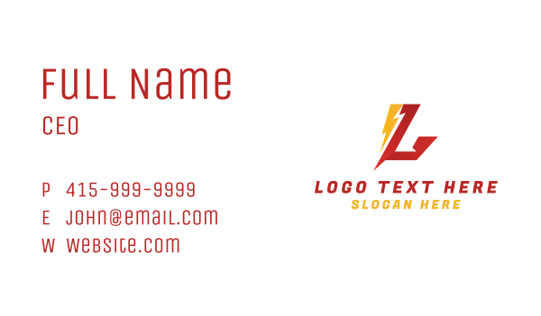 Lightning Letter L Business Card Design Image Preview