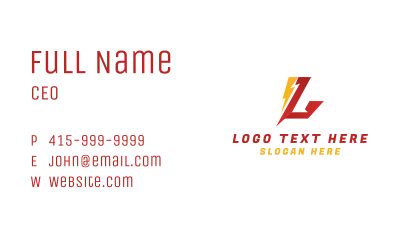 Lightning Letter L Business Card Image Preview