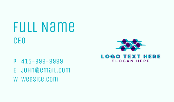 Hexagon Biotech Waves Business Card Design Image Preview