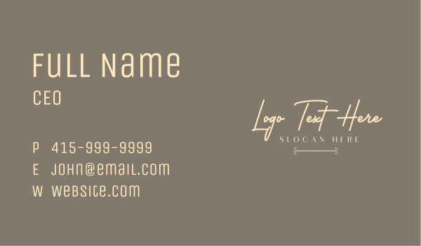 Elegant Signature Wordmark Business Card Design Image Preview