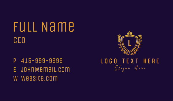 Gold Victorian Shield Letter Business Card Design Image Preview