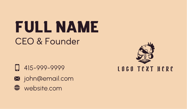 Goatee Sunglasses Punk Skull Business Card Design