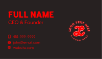 Bright Red Neon Lettermark Business Card Image Preview