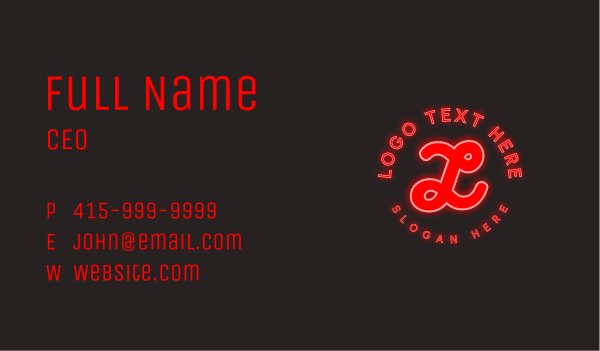 Bright Red Neon Lettermark Business Card Design Image Preview