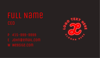 Bright Red Neon Lettermark Business Card Image Preview