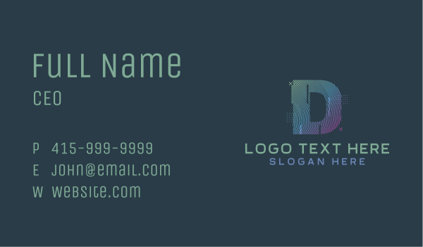 Modern Glitch Letter D Business Card Design Image Preview