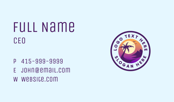 Tropical Island Ocean  Business Card Design Image Preview