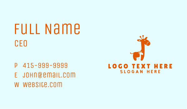 Cute Orange Giraffe Business Card Design Image Preview