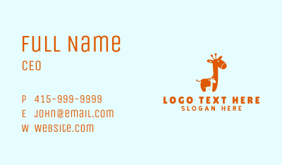 Cute Orange Giraffe Business Card Image Preview