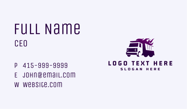 Flaming Dump Truck Business Card Design Image Preview