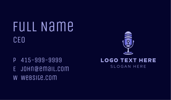 Violet Microphone Recorder Business Card Design Image Preview