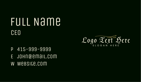 Vintage Gothic Wordmark Business Card Design Image Preview