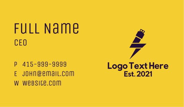 Electric Flash Drive Business Card Design Image Preview