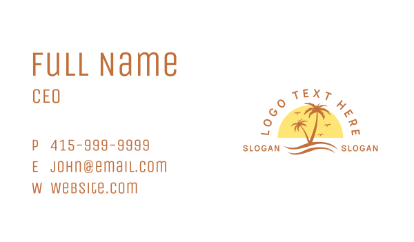 Summer Island Palm Tree  Business Card Design Image Preview