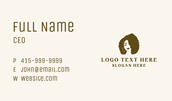 Afro Curly Woman Business Card Design Image Preview