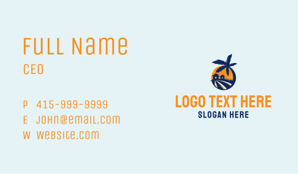Tropical House Sunset Business Card Design Image Preview