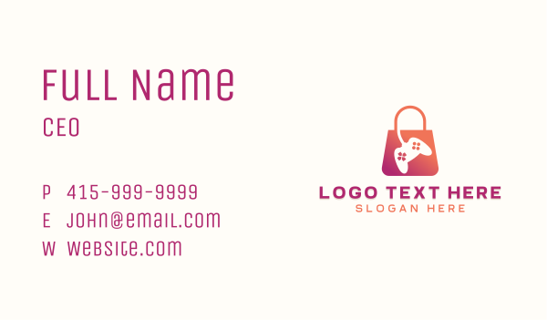 Video Game Shopping Bag Business Card Design Image Preview