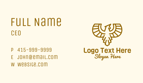 Minimalist Brown Eagle  Business Card Design Image Preview