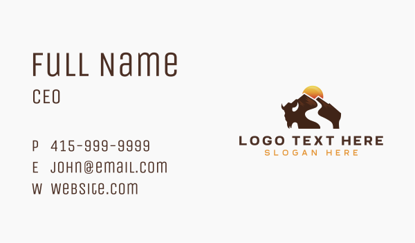 Bison Mountain Hiking Business Card Design Image Preview