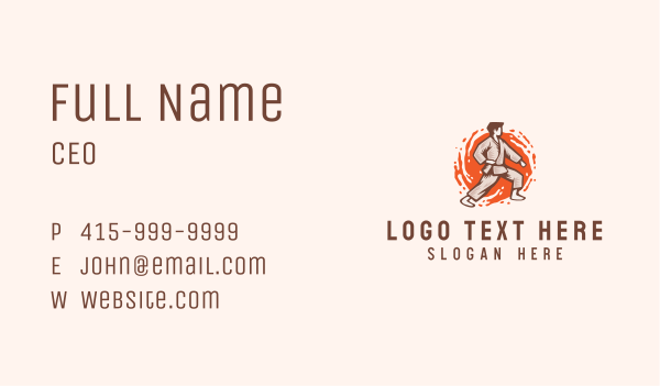 Karate Martial Arts Fighter Business Card Design Image Preview