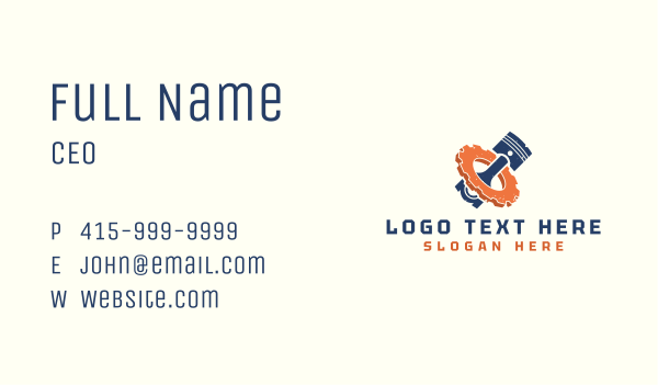 Piston Gear Mechanic Business Card Design Image Preview