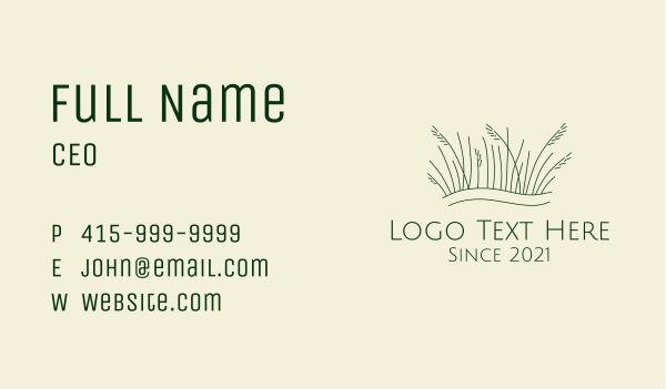 Minimalist Green Grass  Business Card Design Image Preview