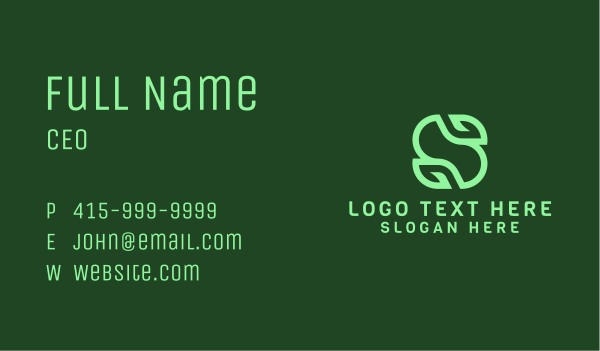 Organic Green Letter S Business Card Design Image Preview
