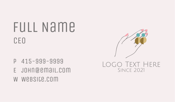 Jewelry Earring Hand Business Card Design Image Preview