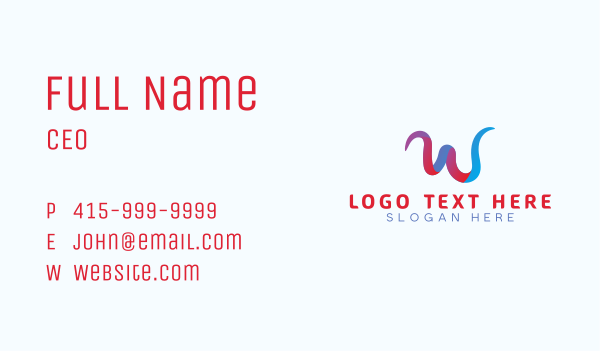 Letter W Ribbon Business Business Card Design Image Preview