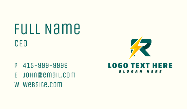Lightning Bolt Letter R Business Card Design Image Preview