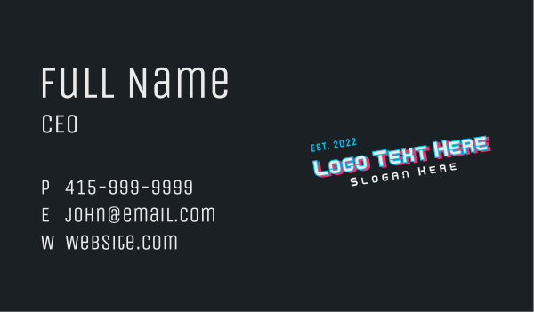 Generic Glitch Wordmark Business Card Design Image Preview