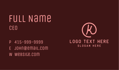 Pink K lettermark Business Card Image Preview