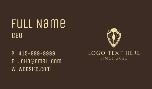 Wooden Medieval Shield Business Card Design Image Preview