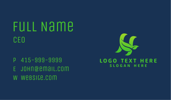 Green Tea Letter H Business Card Design Image Preview