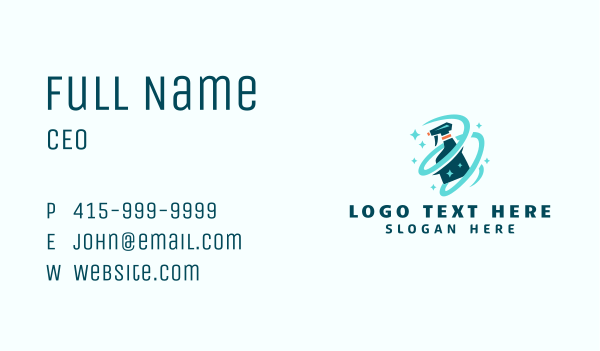 Sparkle Clean Spray Bottle  Business Card Design Image Preview