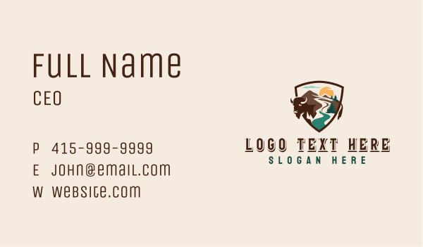 Mountain Valley Bison Business Card Design Image Preview
