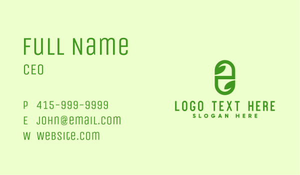 Green Organic Medicine Letter E Business Card Design Image Preview