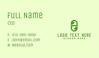 Green Organic Medicine Letter E Business Card Image Preview