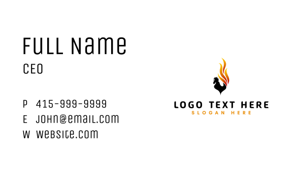 Flaming Fire Rooster  Business Card Design Image Preview