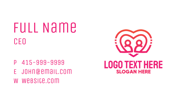 Pink Futuristic Heart Couple Business Card Design Image Preview