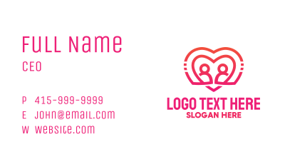 Pink Futuristic Heart Couple Business Card Image Preview