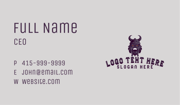 Mad Viking Warrior Horns Business Card Design Image Preview