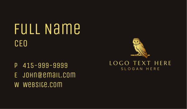 Deluxe Golden Owl Business Card Design Image Preview